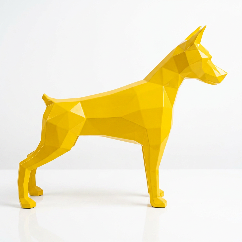 Grande Sculpture Doberman Polygone - Sculpture Origami
