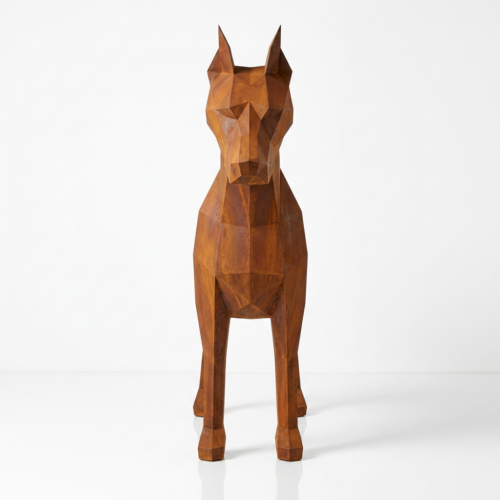 Grande Sculpture Doberman Polygone - Sculpture Origami
