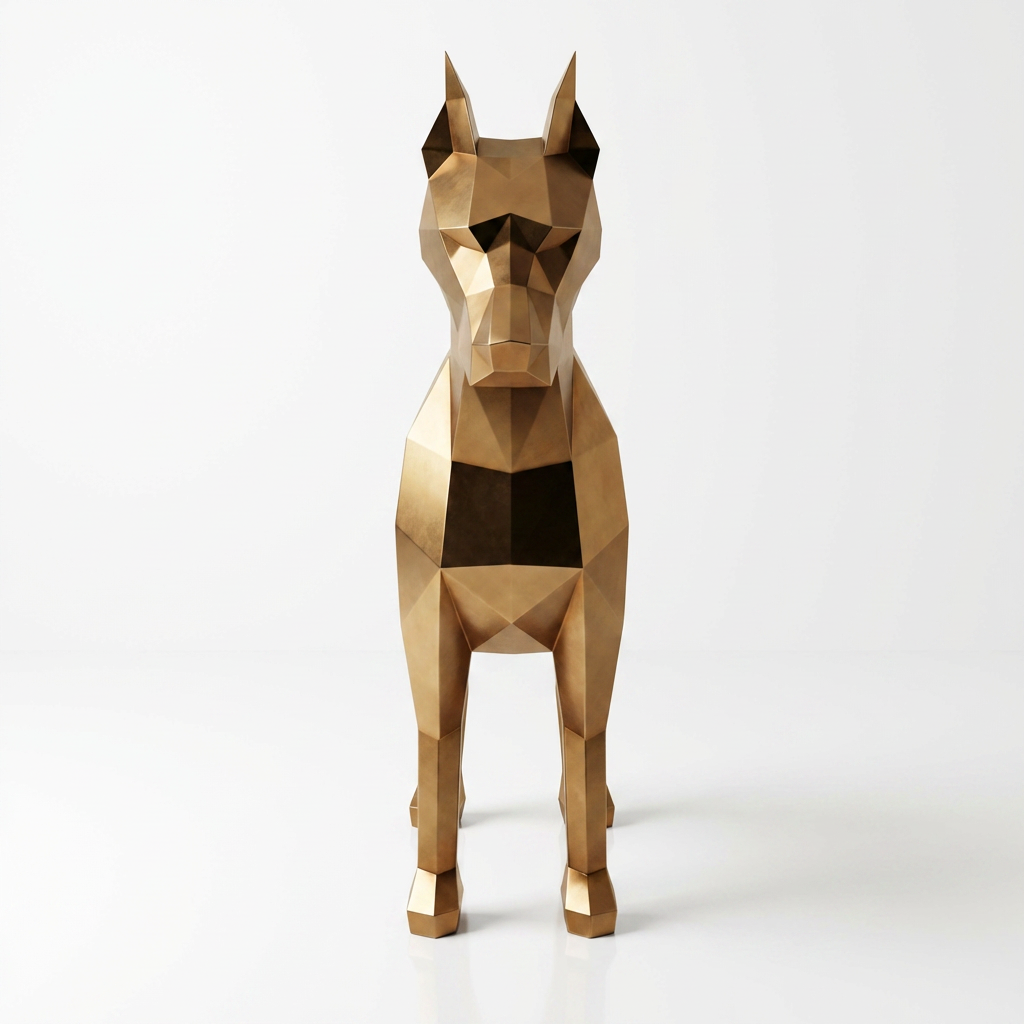 Grande Sculpture Doberman Polygone - Sculpture Origami