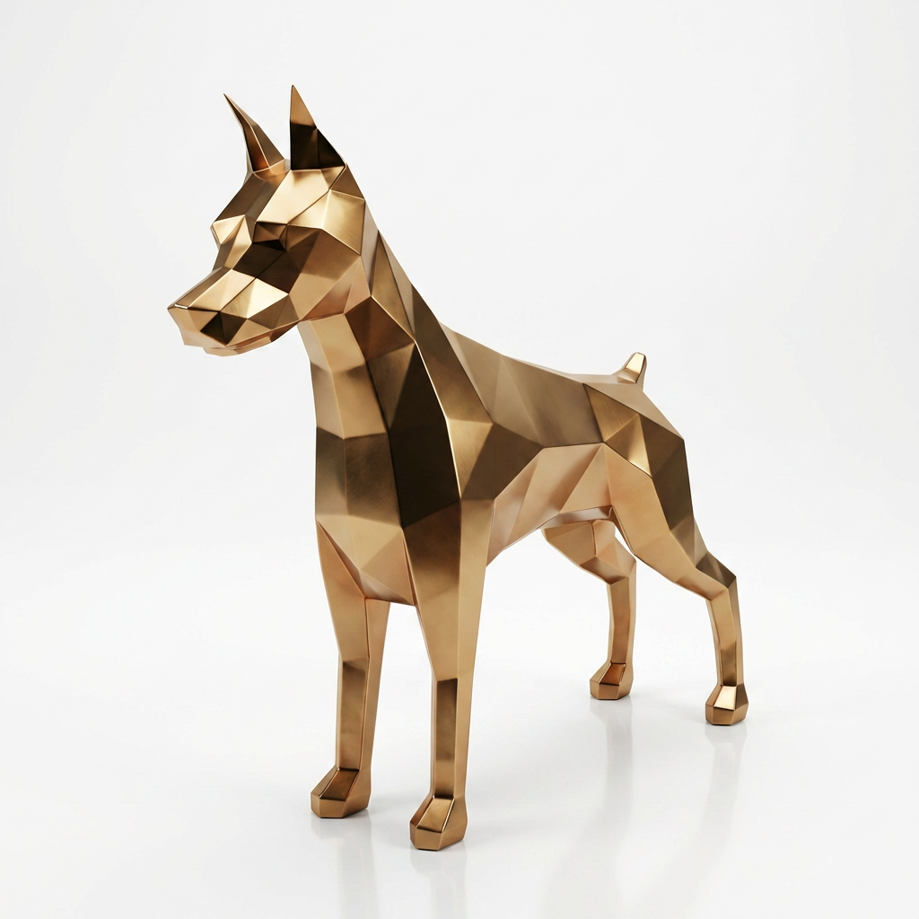 Grande Sculpture Doberman Polygone - Sculpture Origami