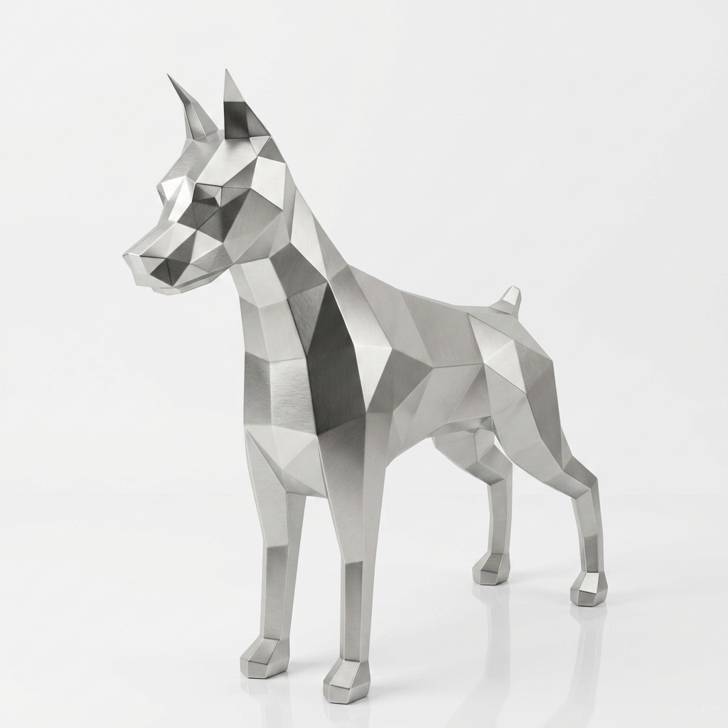 Grande Sculpture Doberman Polygone - Sculpture Origami