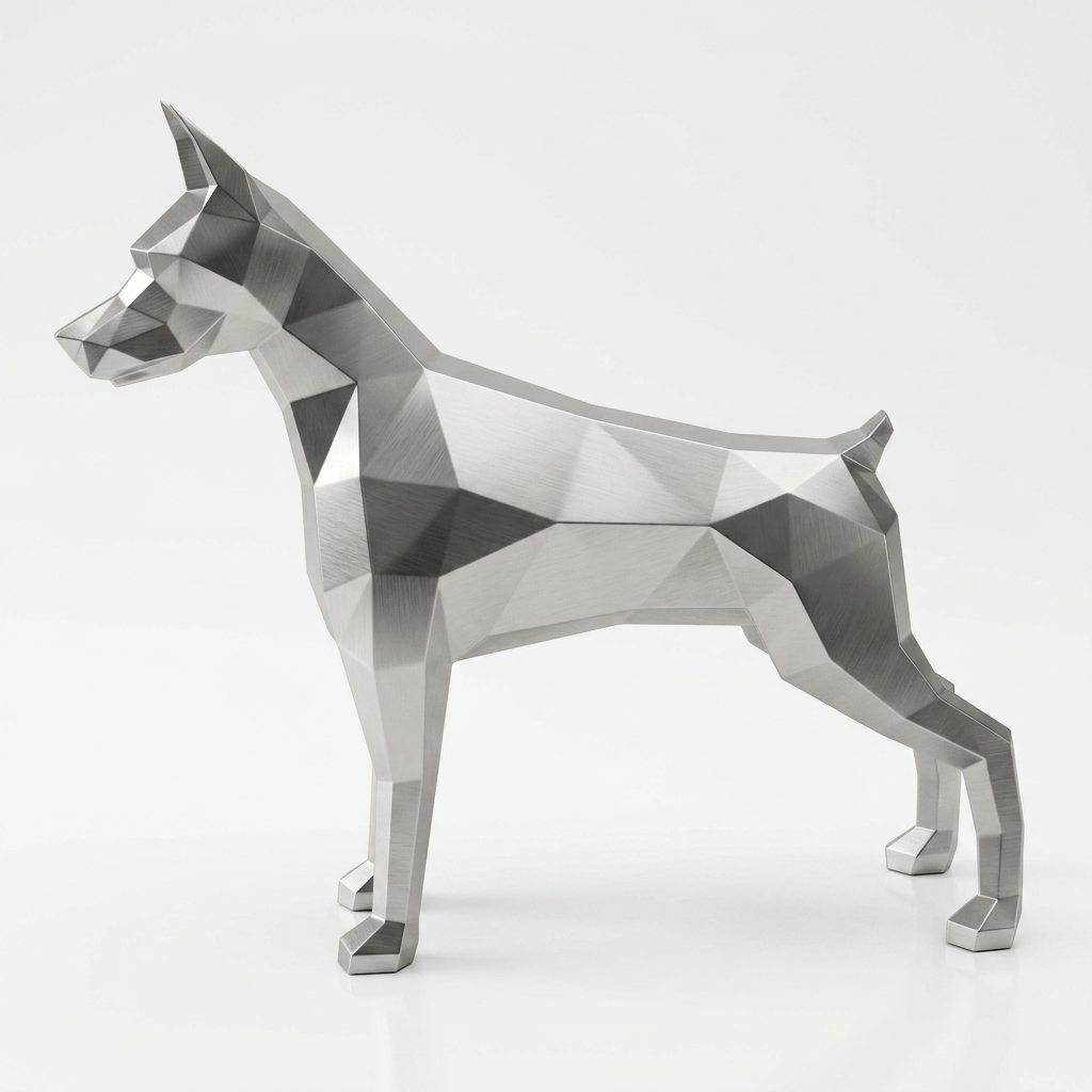 Grande Sculpture Doberman Polygone - Sculpture Origami