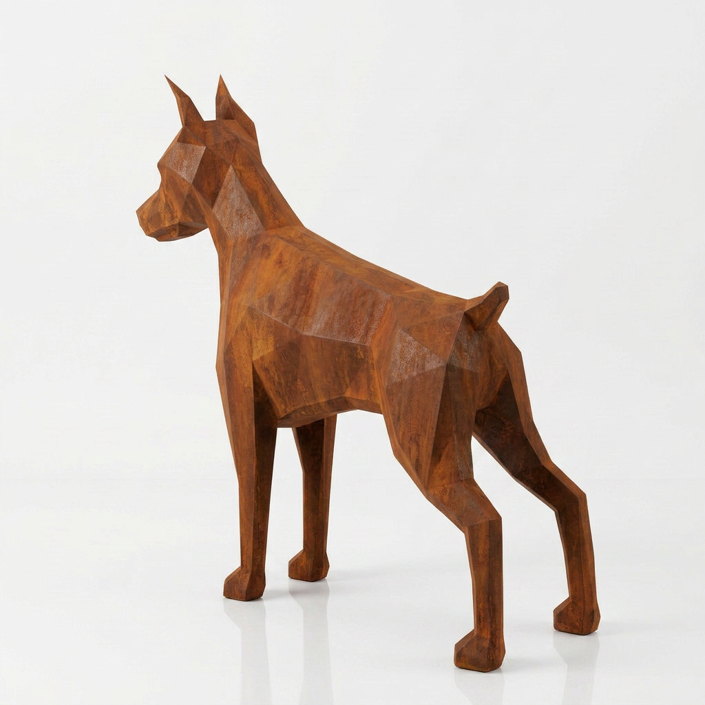 Grande Sculpture Doberman Polygone - Sculpture Origami