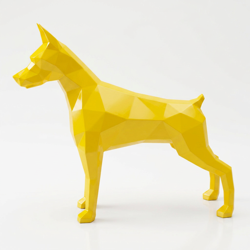 Sculpture Doberman Origami Facette - Sculpture Origami