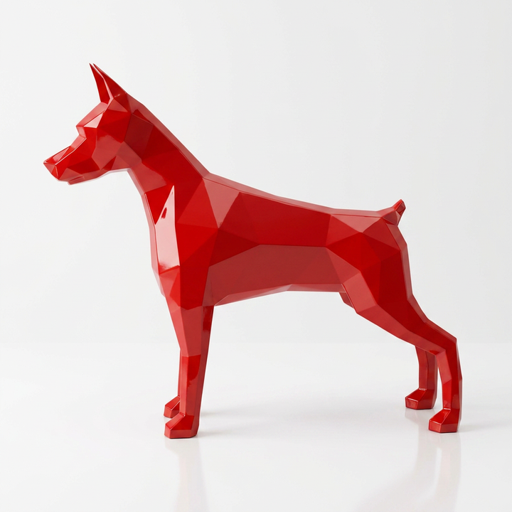 Sculpture Doberman Origami Facette - Sculpture Origami