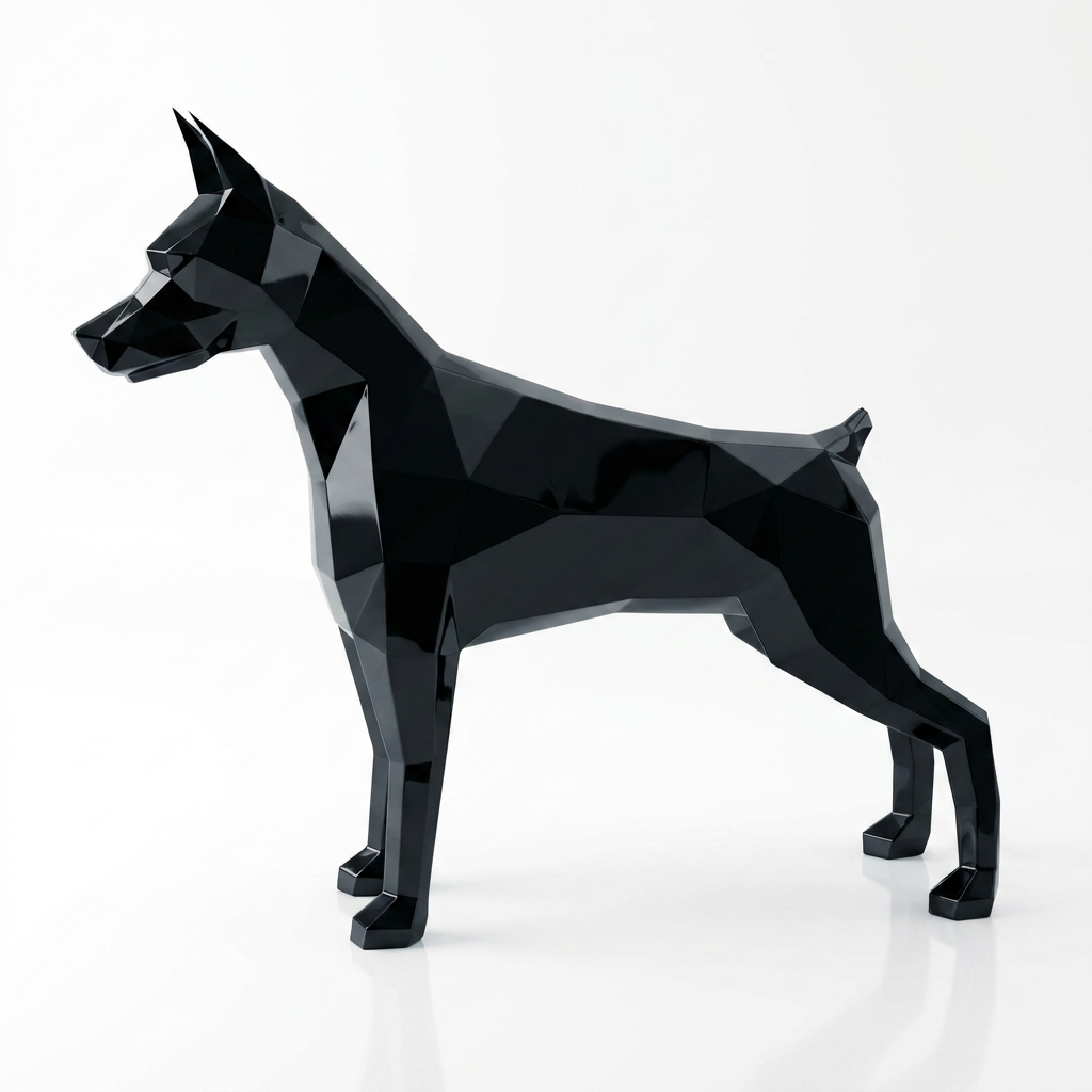 Sculpture Doberman Origami Facette - Sculpture Origami