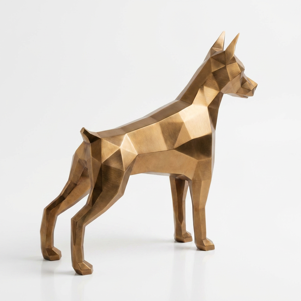 Grande Sculpture Doberman Polygone - Sculpture Origami