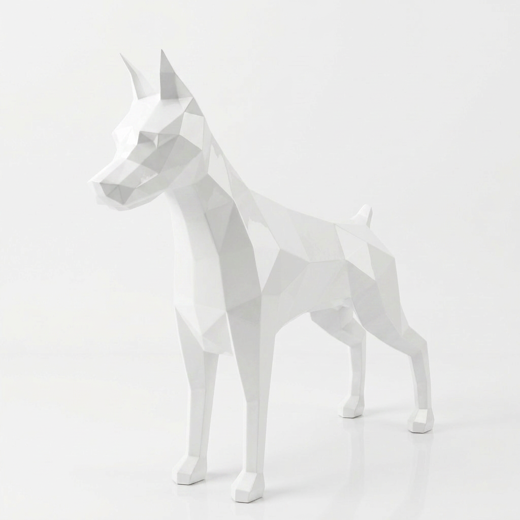 Grande Sculpture Doberman Polygone - Sculpture Origami