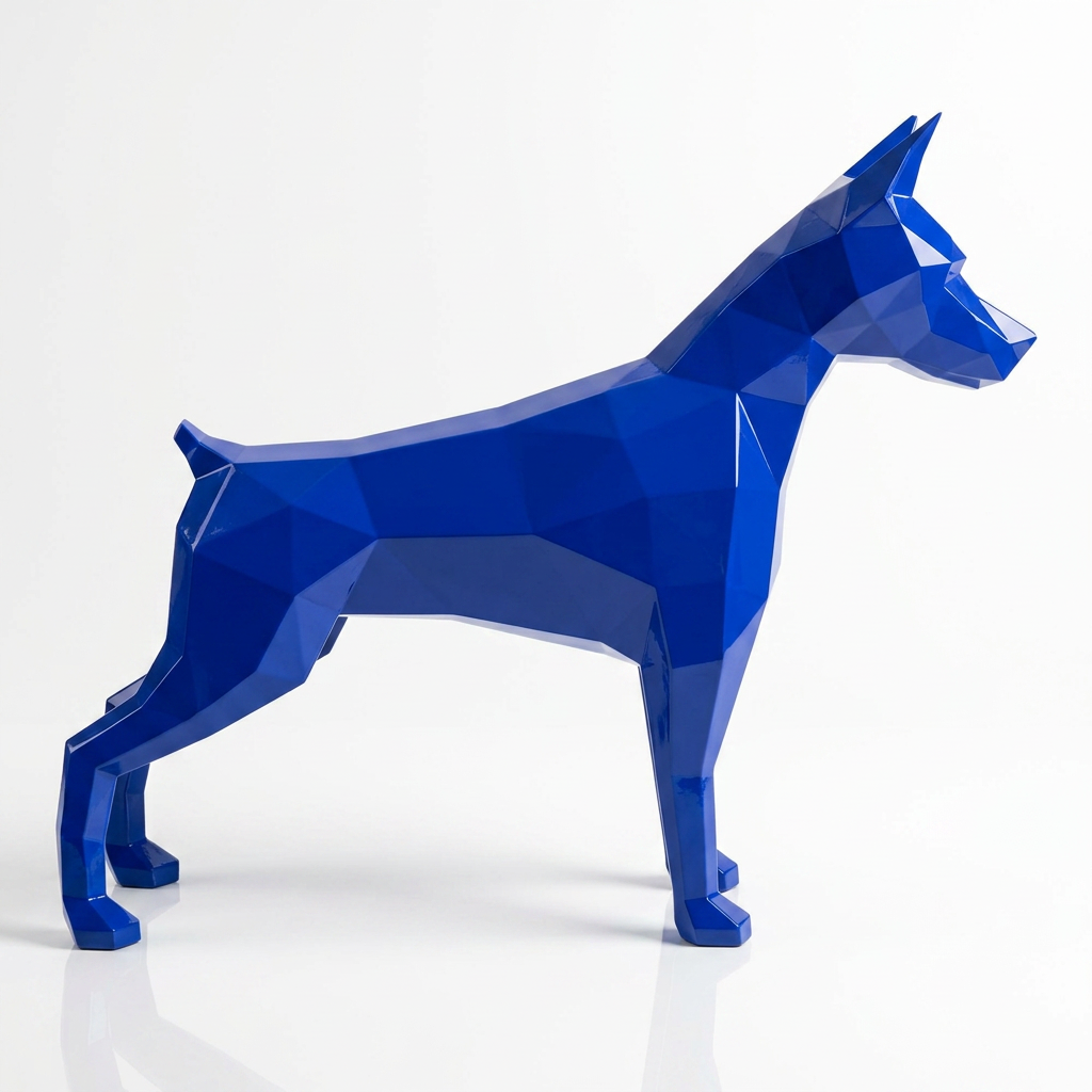 Sculpture Doberman Origami Facette - Sculpture Origami
