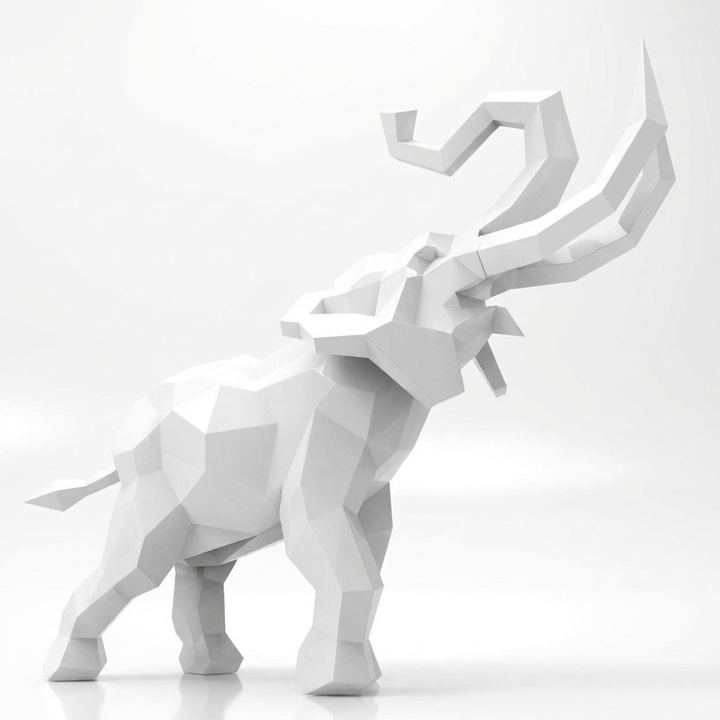 Sculpture Éléphant Origami Facetté - Sculpture Origami
