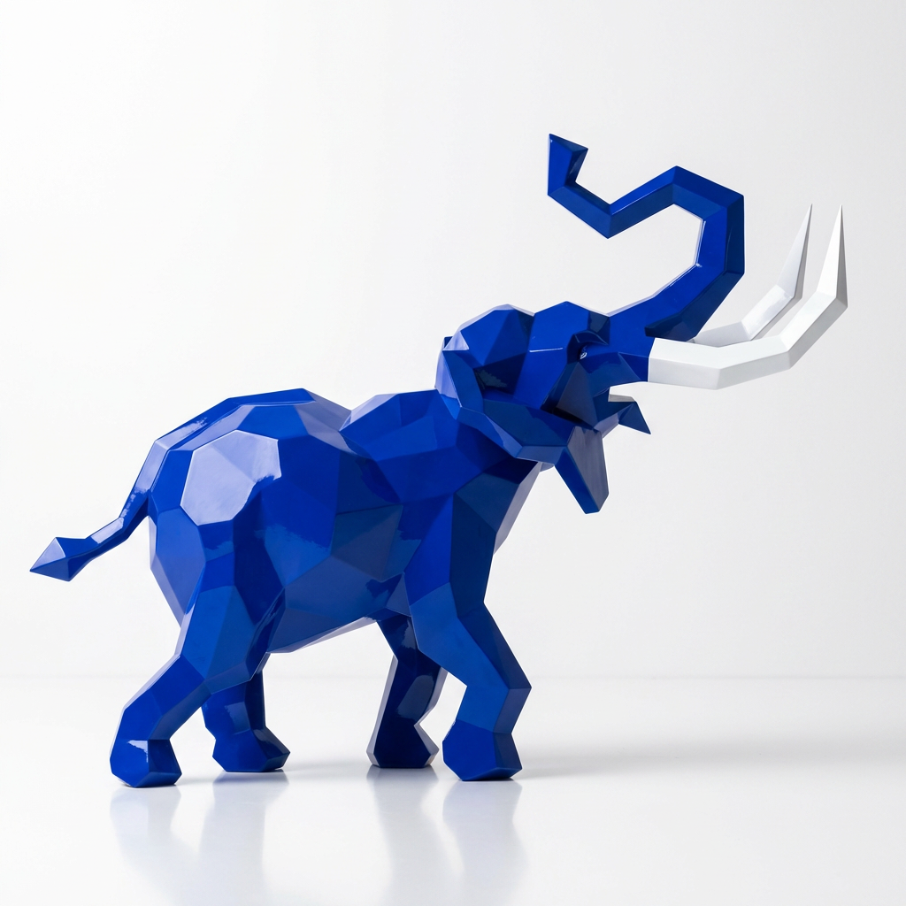 Sculpture Éléphant Origami Facetté - Sculpture Origami