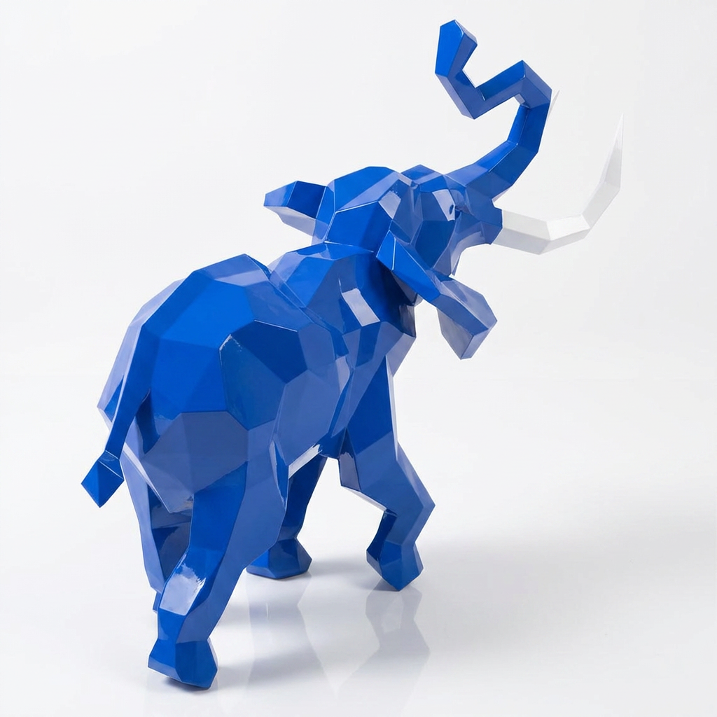 Sculpture Éléphant Origami Facetté - Sculpture Origami