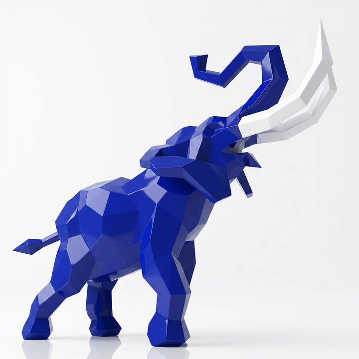 Sculpture Éléphant Origami Facetté - Sculpture Origami
