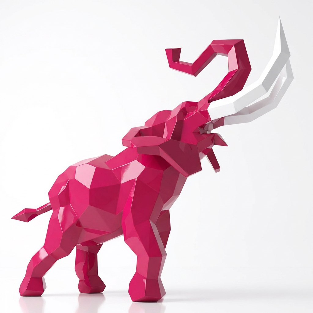 Sculpture Éléphant Origami Facetté - Sculpture Origami