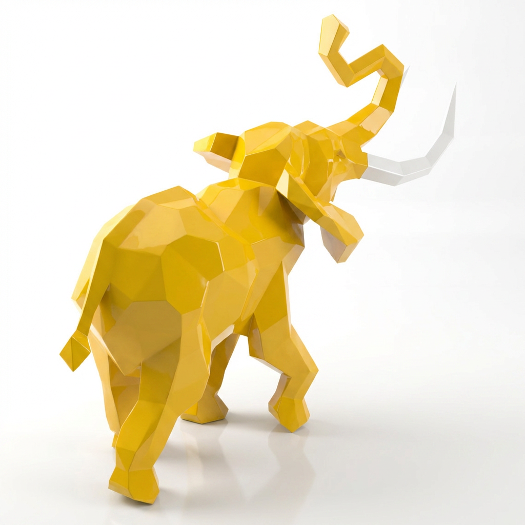Sculpture Éléphant Origami Facetté - Sculpture Origami