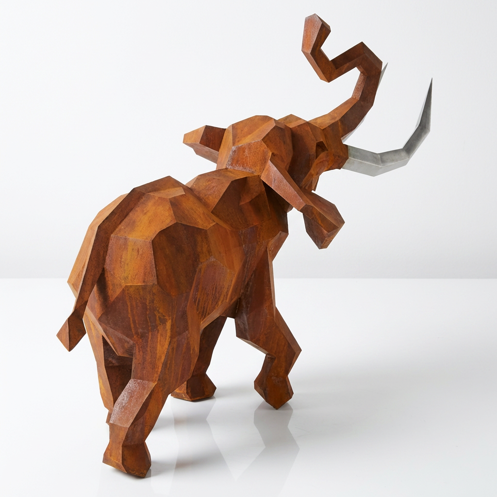 Sculpture Éléphant Origami Facetté - Sculpture Origami