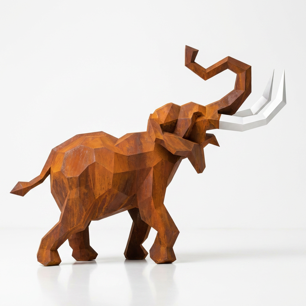 Sculpture Éléphant Origami Facetté - Sculpture Origami