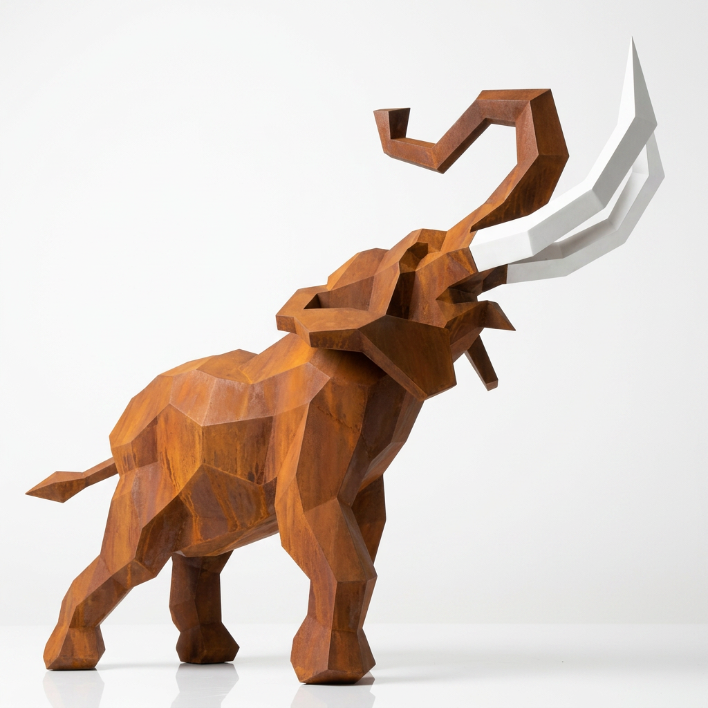 Sculpture Éléphant Origami Facetté - Sculpture Origami