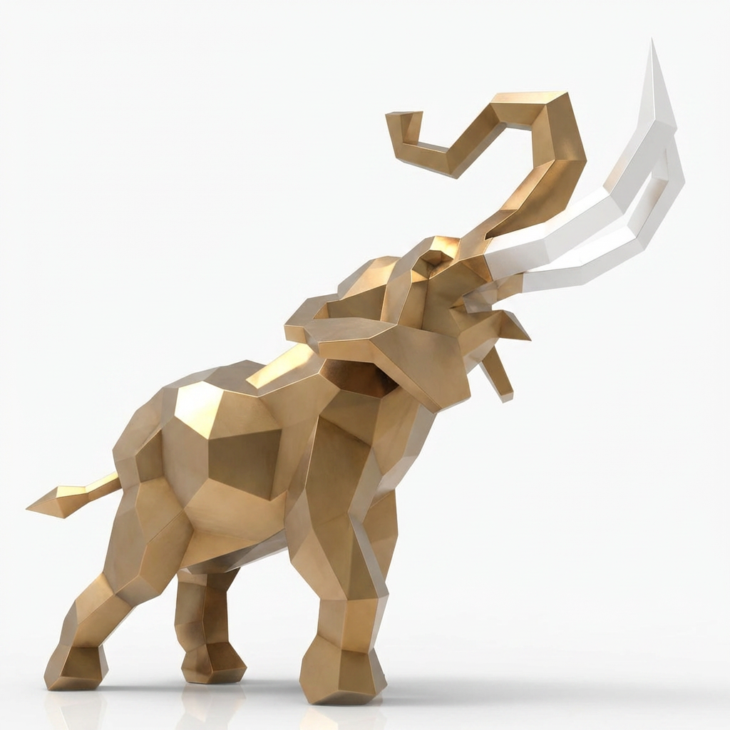 Sculpture Éléphant Origami Facetté - Sculpture Origami