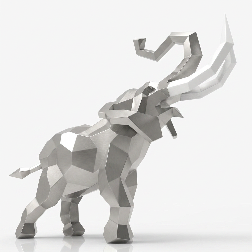 Sculpture Éléphant Origami Facetté - Sculpture Origami