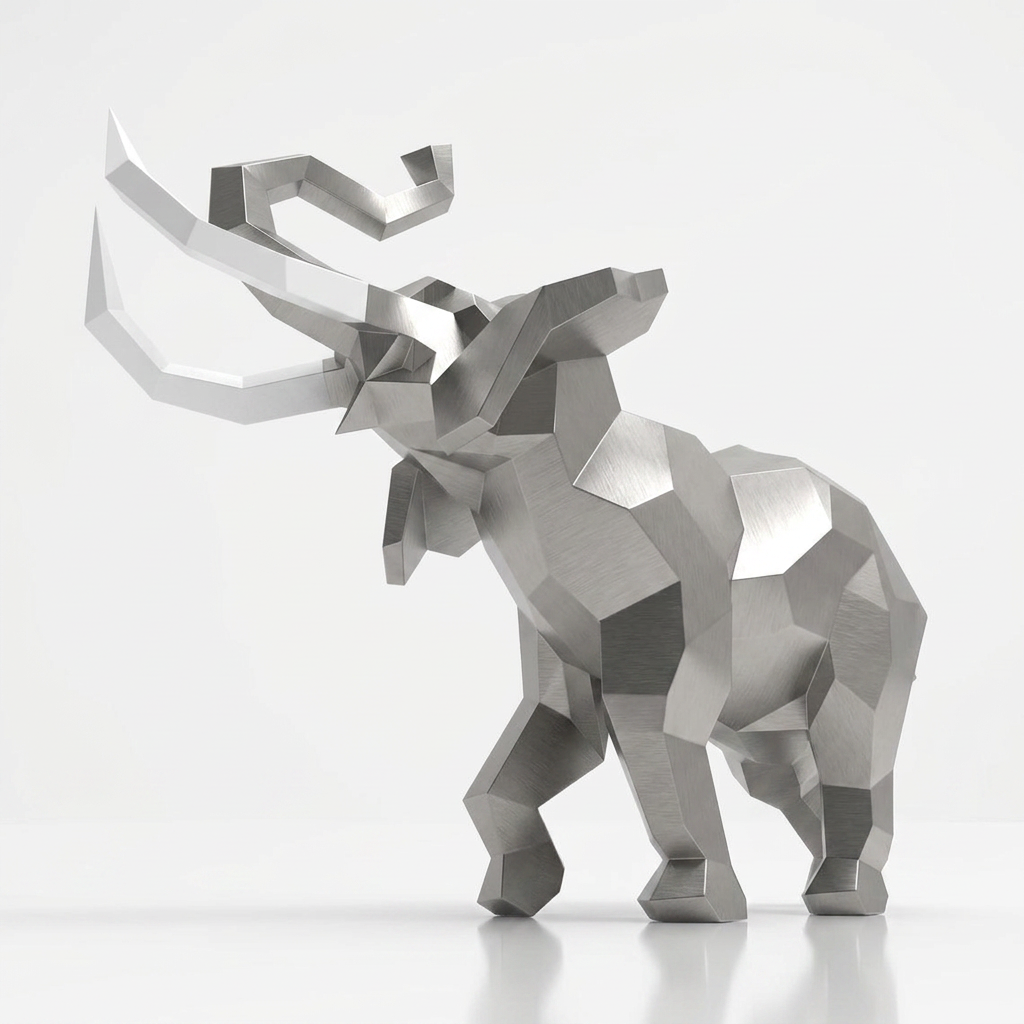 Sculpture Éléphant Origami Facetté - Sculpture Origami
