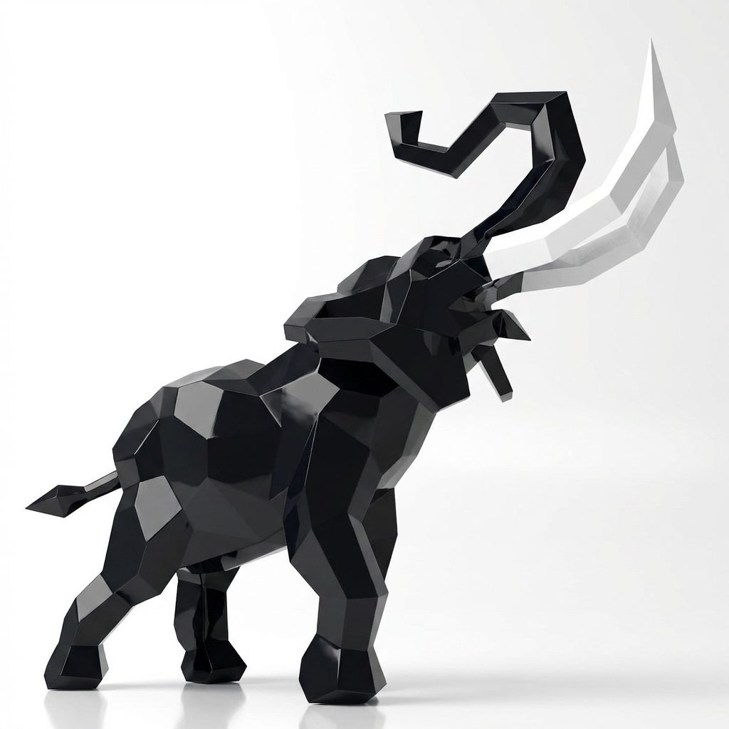 Sculpture Éléphant Origami Facetté - Sculpture Origami