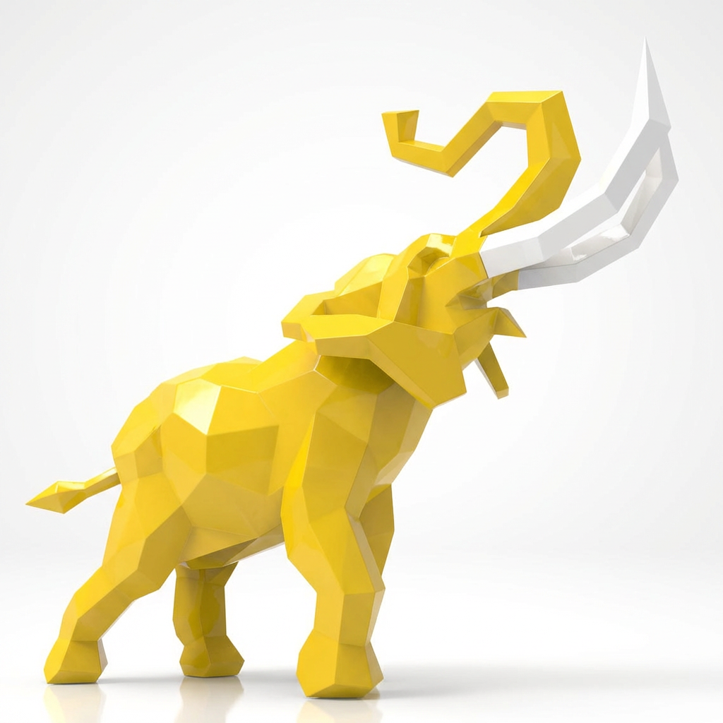 Sculpture Éléphant Origami Facetté - Sculpture Origami