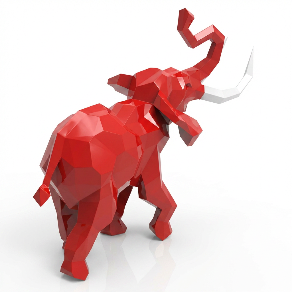 Sculpture Éléphant Origami Facetté - Sculpture Origami
