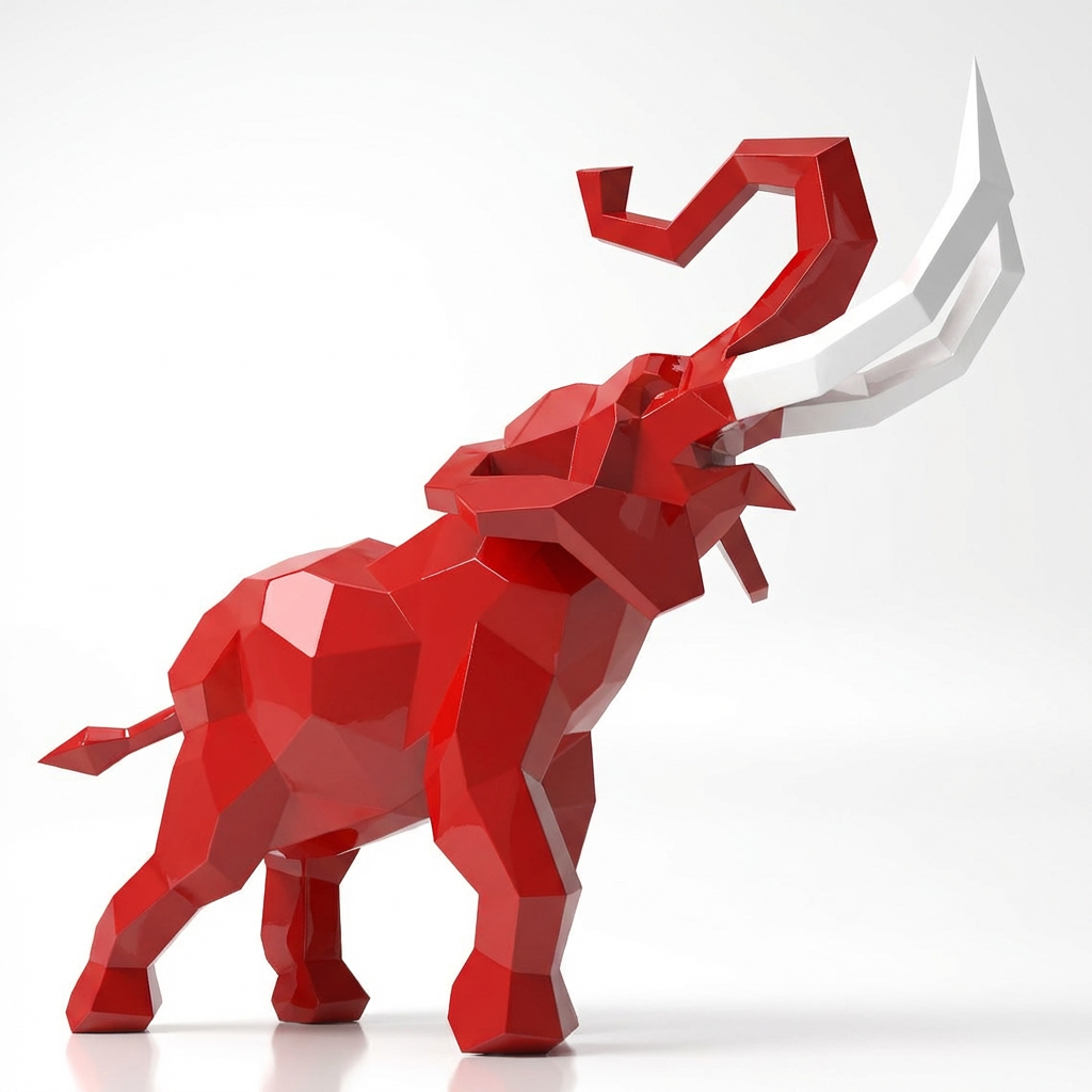 Sculpture Éléphant Origami Facetté - Sculpture Origami