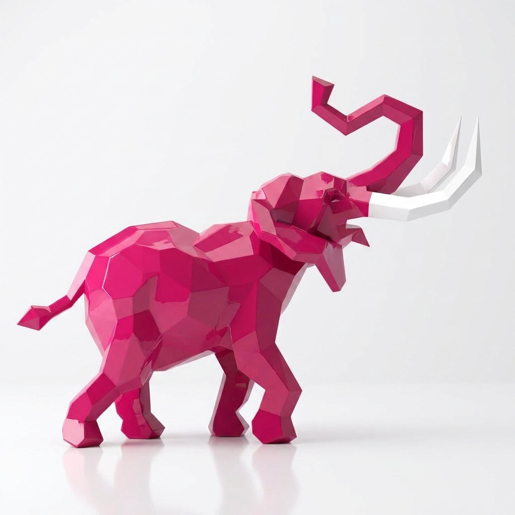 Sculpture Éléphant Origami Facetté - Sculpture Origami