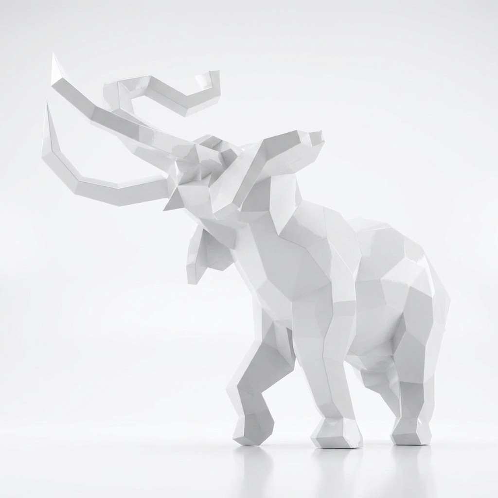 Sculpture Éléphant Origami Facetté - Sculpture Origami