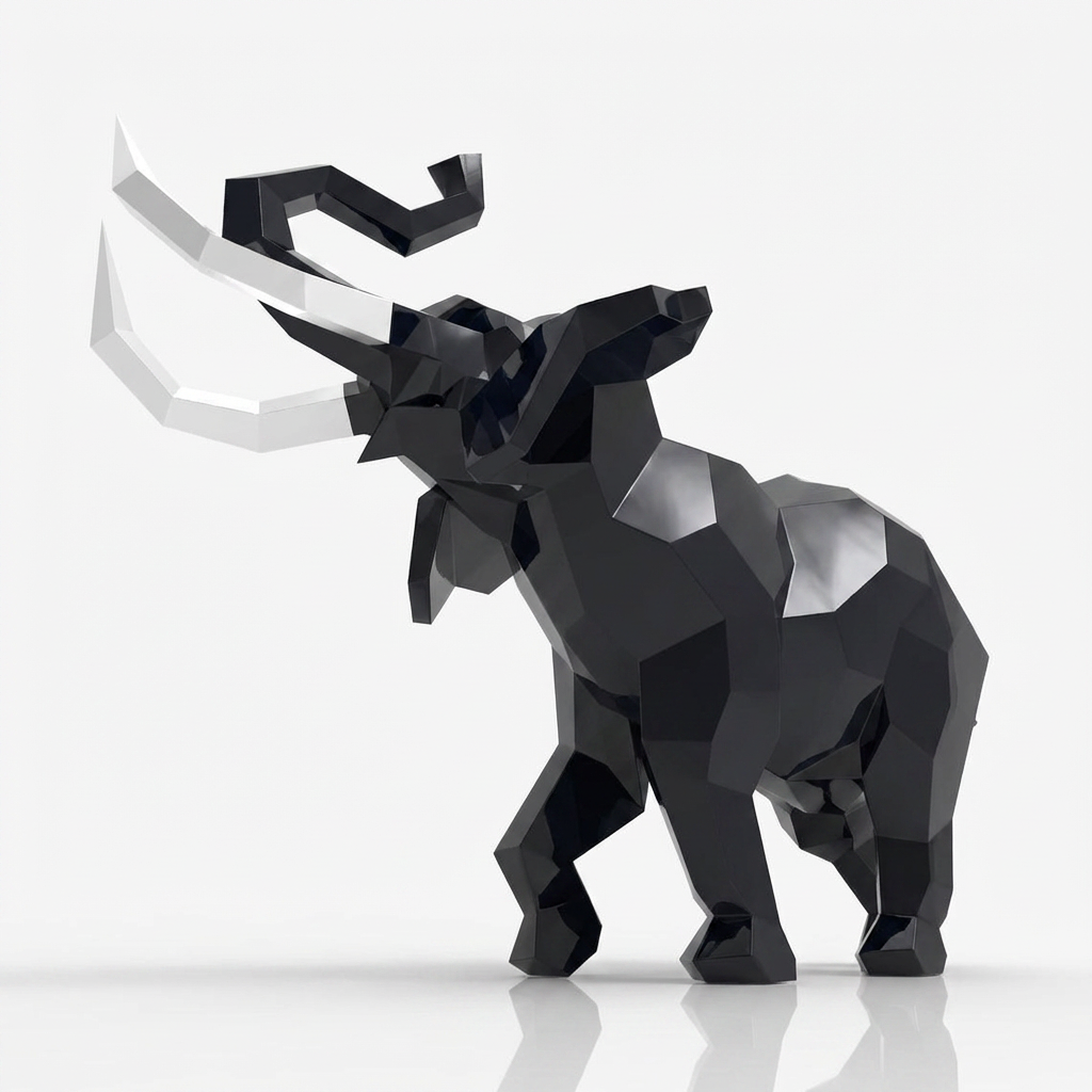 Sculpture Éléphant Origami Facetté - Sculpture Origami