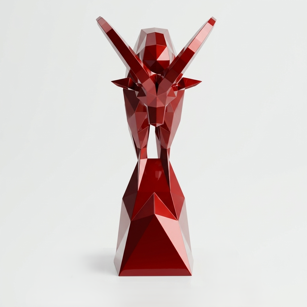 Grande Sculpture Polygone Gazelle - Sculpture Origami