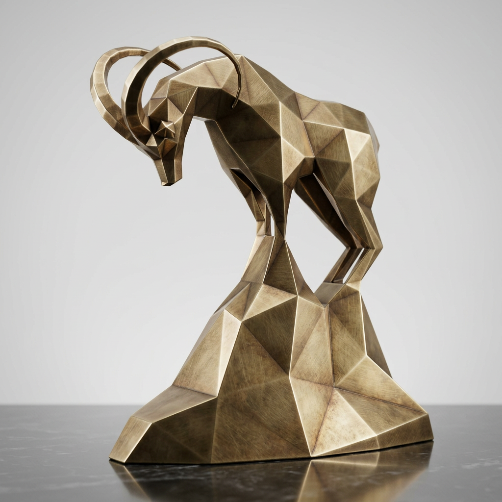 Grande Sculpture Polygone Gazelle - Sculpture Origami