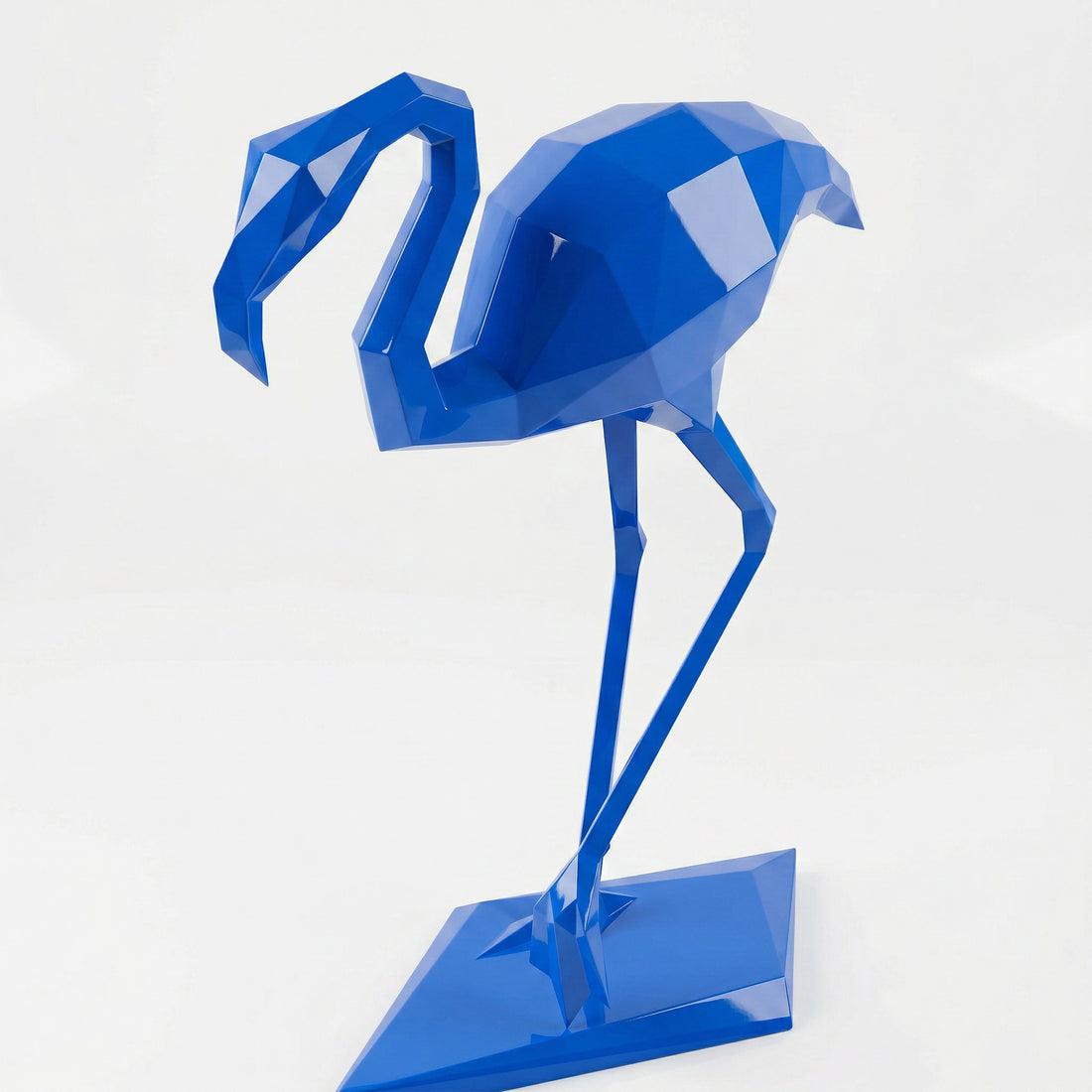 Grande Sculpture Contemporaine Flamant en Résine - Sculpture Origami