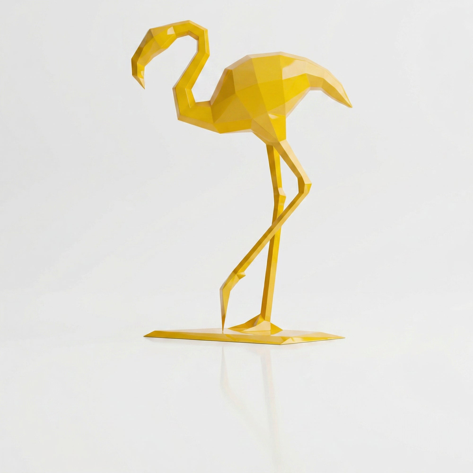 Grande Sculpture Contemporaine Flamant en Résine - Sculpture Origami