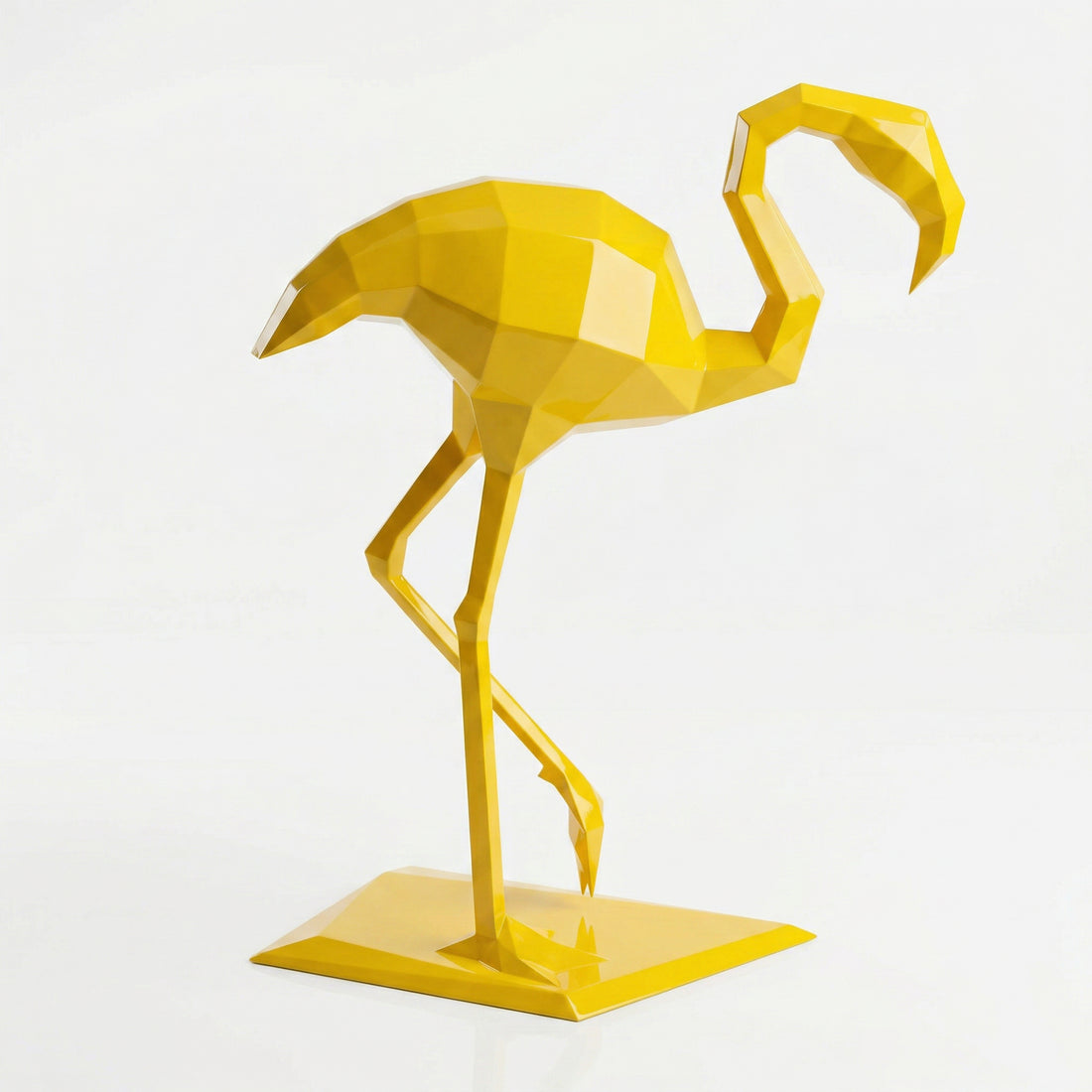 Grande Sculpture Contemporaine Flamant en Résine - Sculpture Origami