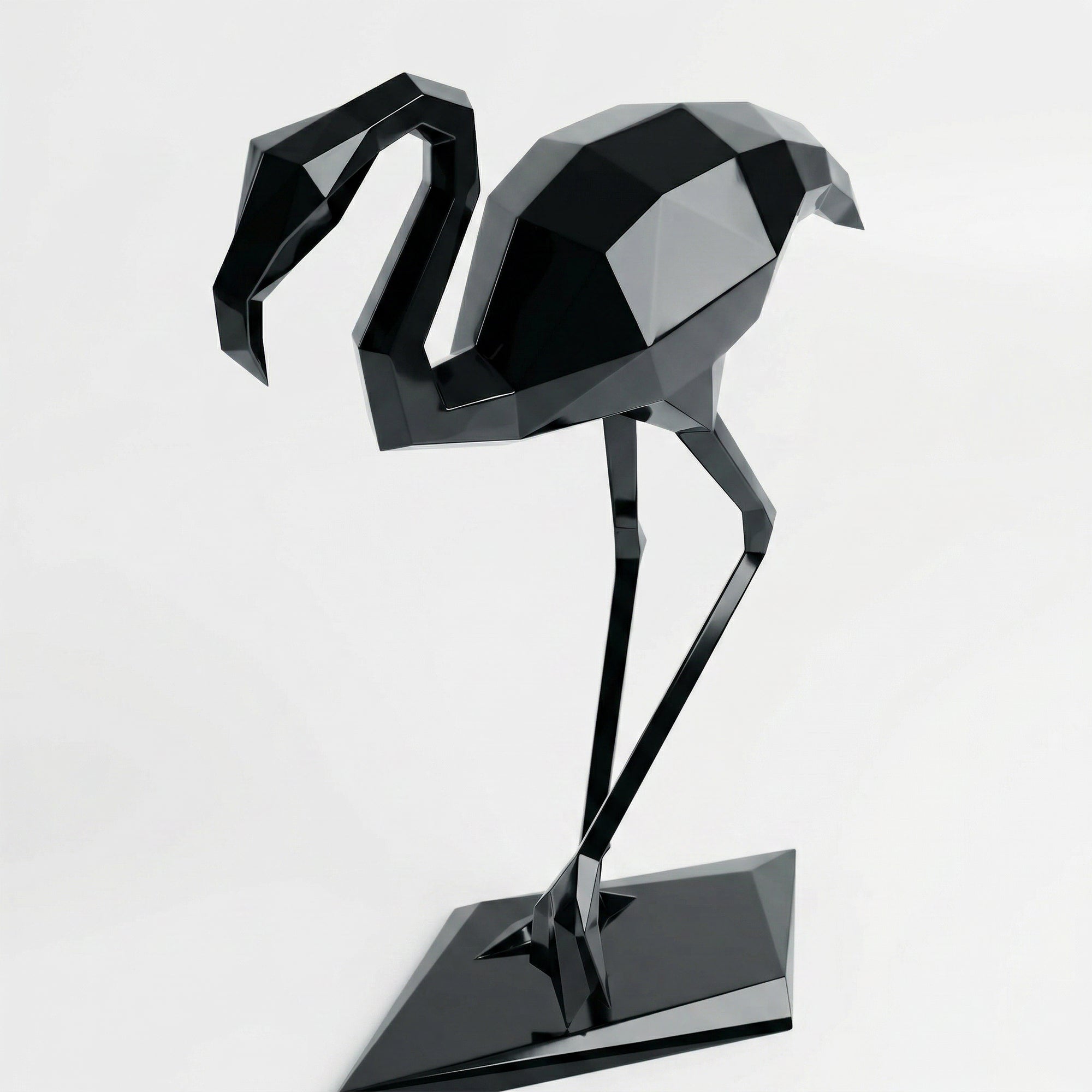 Grande Sculpture Contemporaine Flamant en Résine - Sculpture Origami
