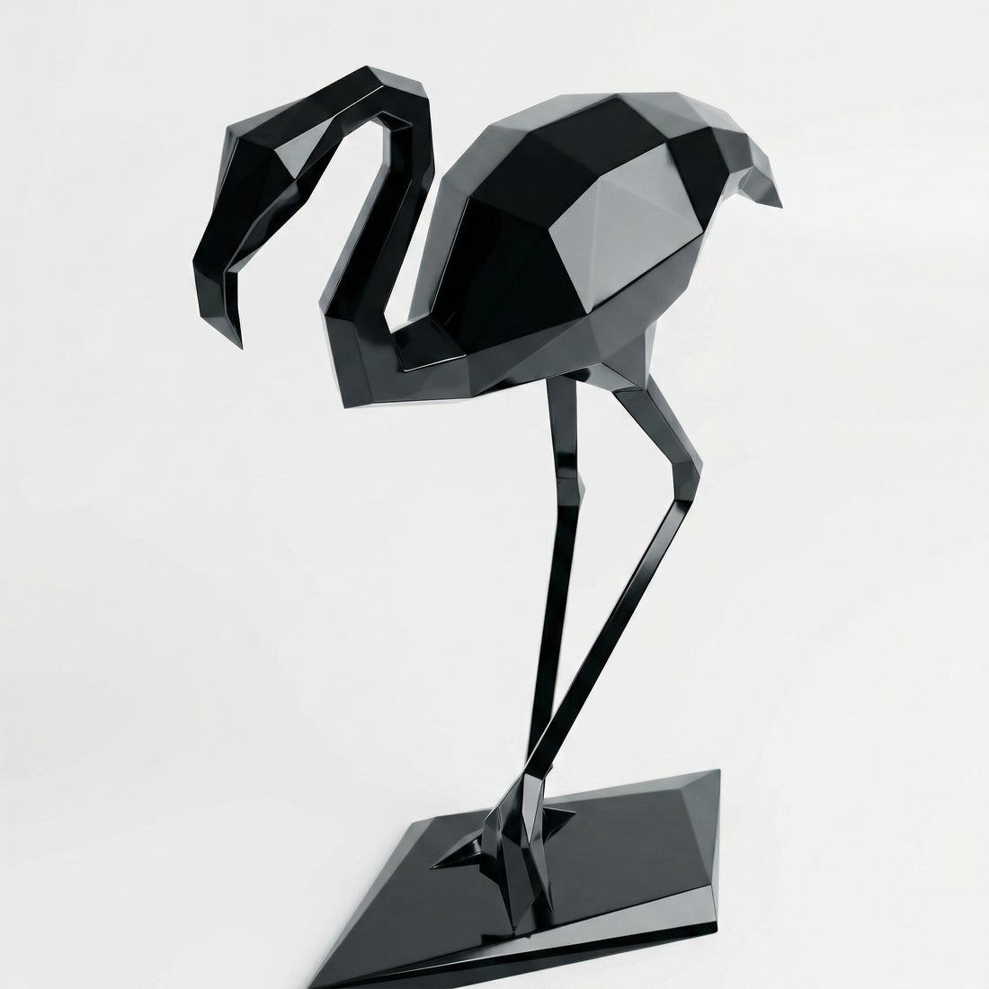 Grande Sculpture Contemporaine Flamant en Résine - Sculpture Origami