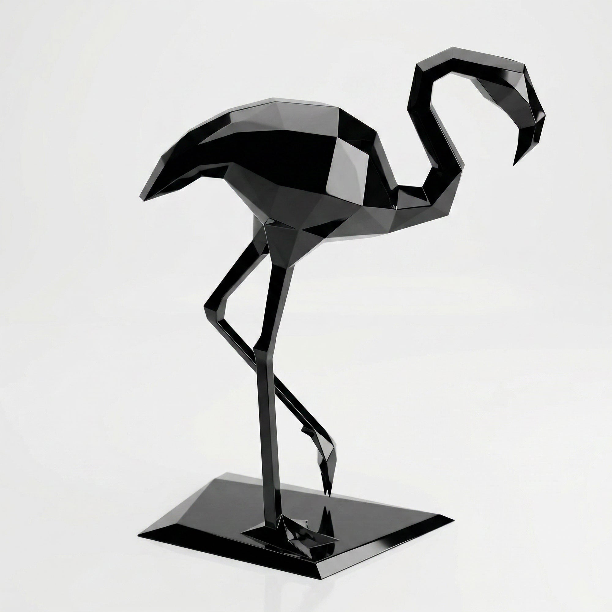 Grande Sculpture Contemporaine Flamant en Résine - Sculpture Origami