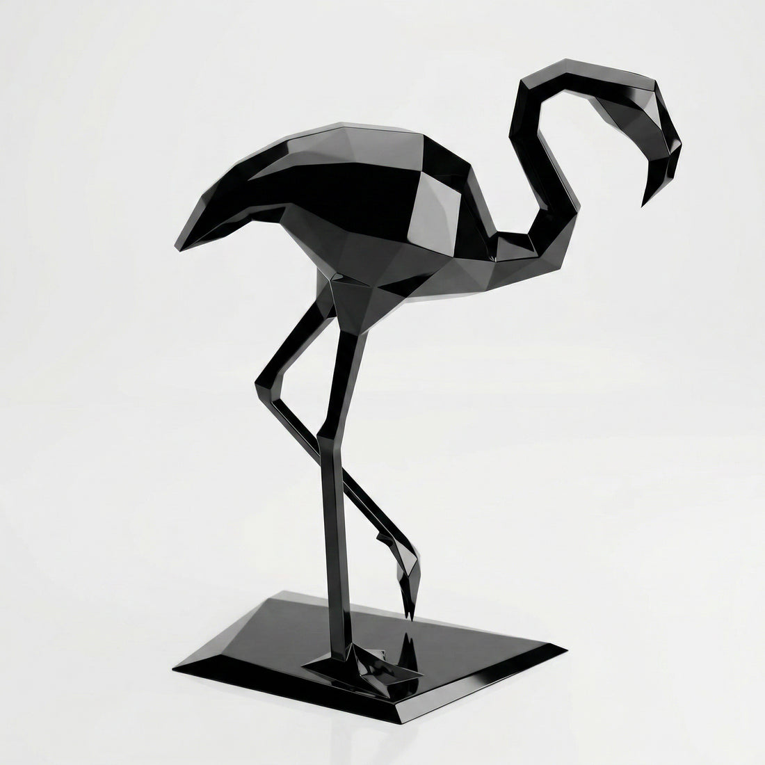 Grande Sculpture Contemporaine Flamant en Résine - Sculpture Origami