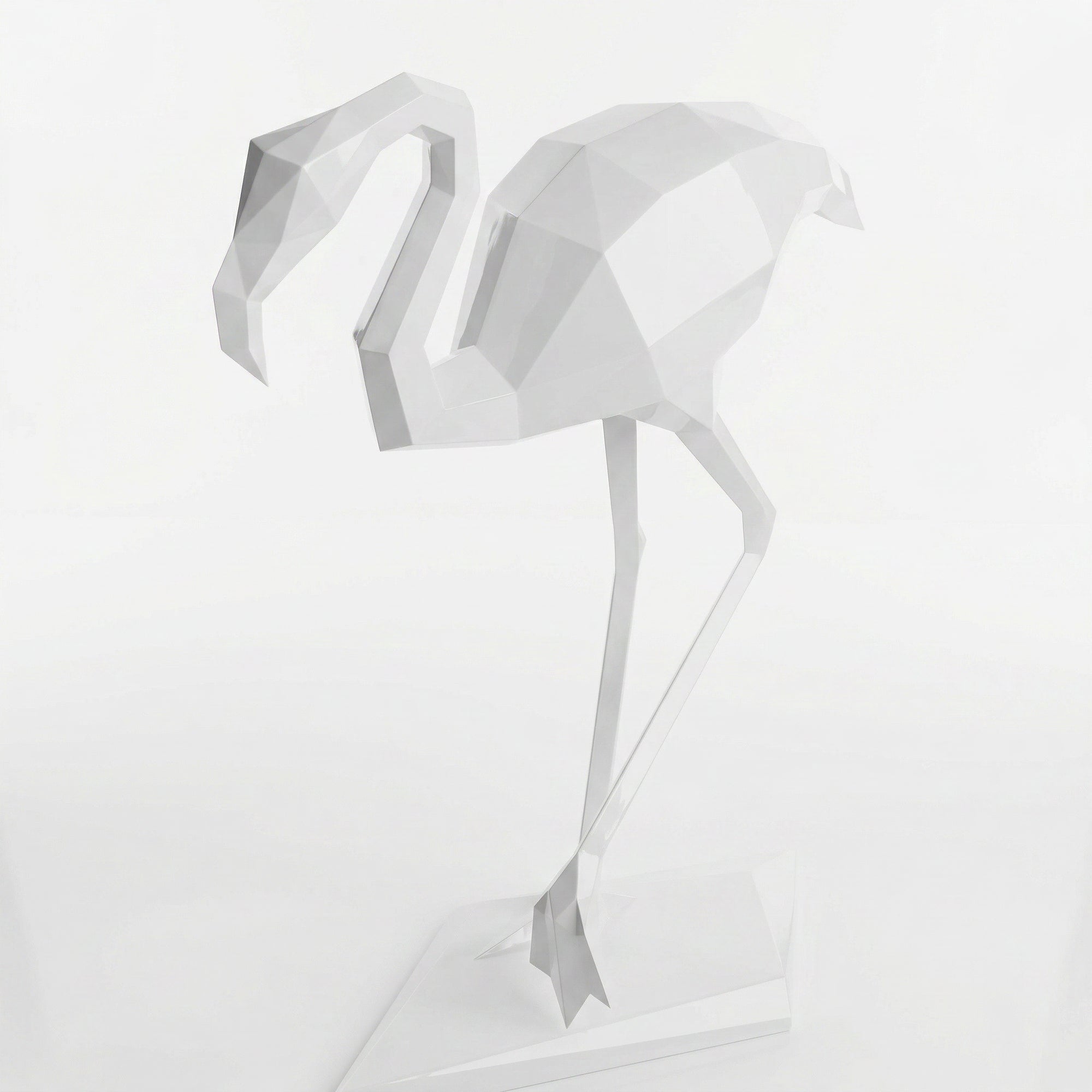 Grande Sculpture Contemporaine Flamant en Résine - Sculpture Origami
