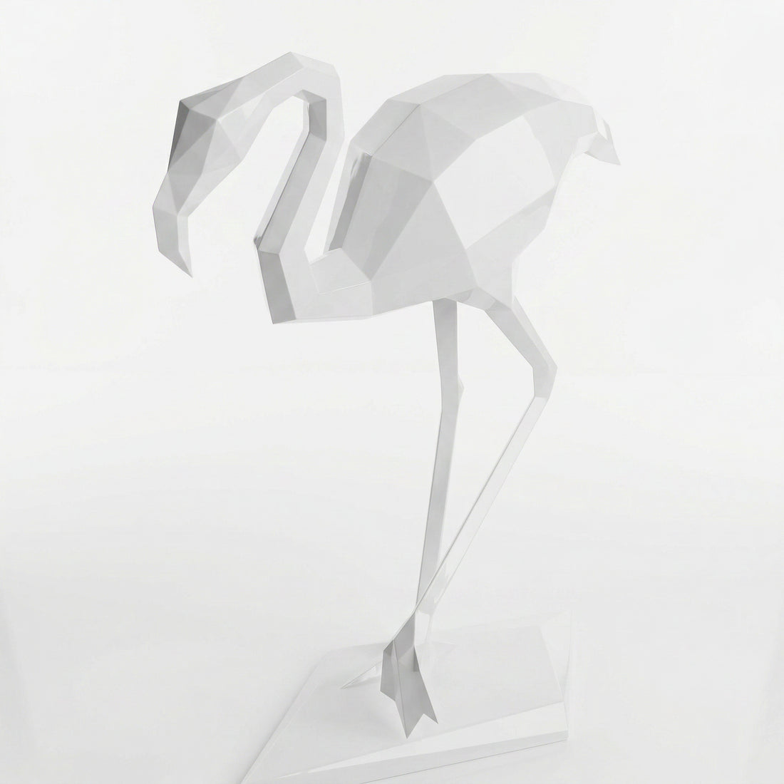 Grande Sculpture Contemporaine Flamant en Résine - Sculpture Origami