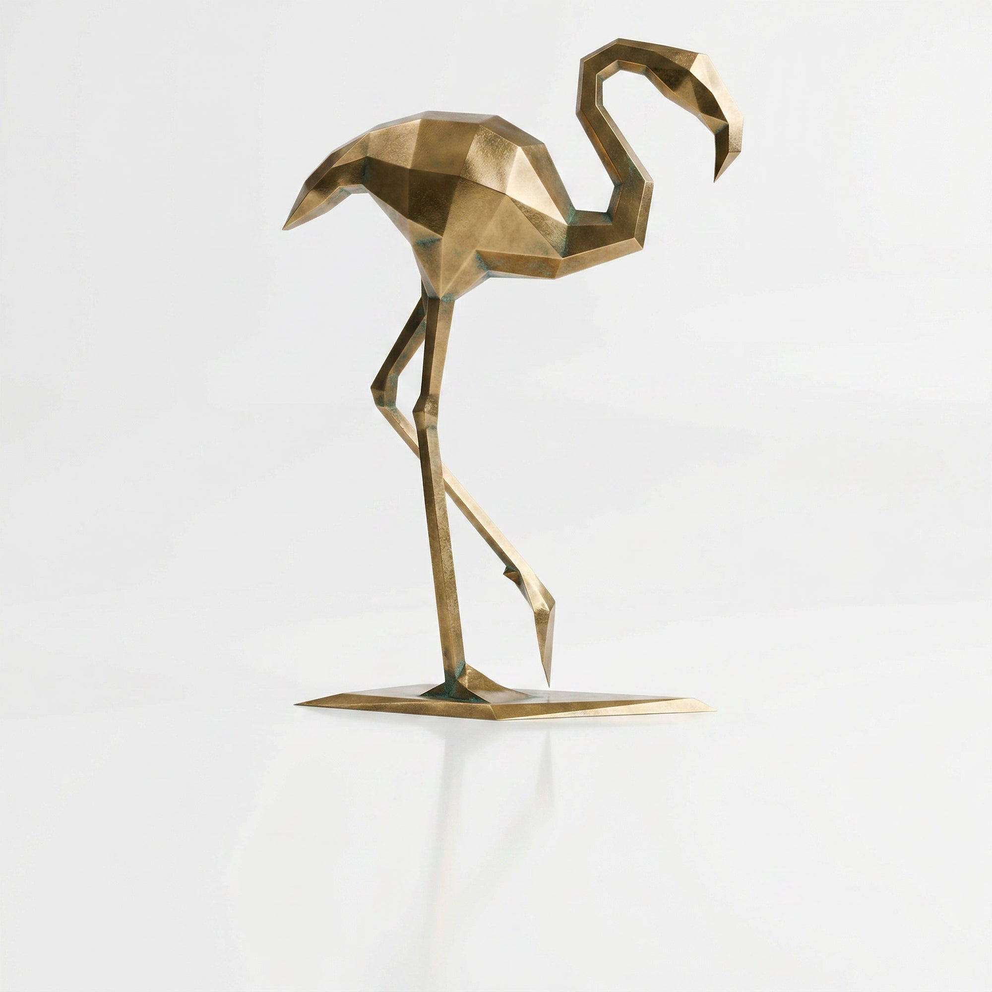 Grande Sculpture Contemporaine Flamant - Sculpture Origami