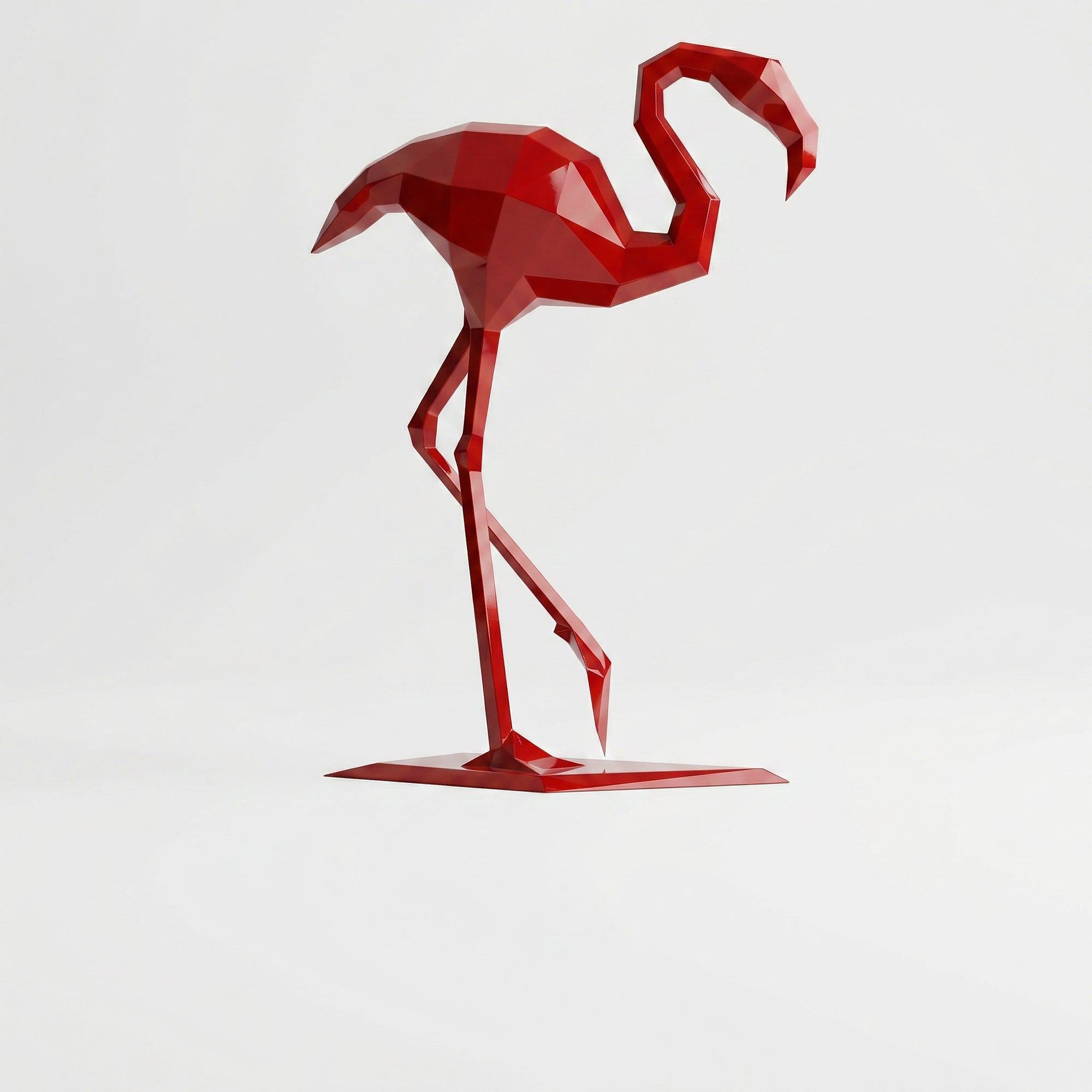 Grande Sculpture Contemporaine Flamant en Résine - Sculpture Origami
