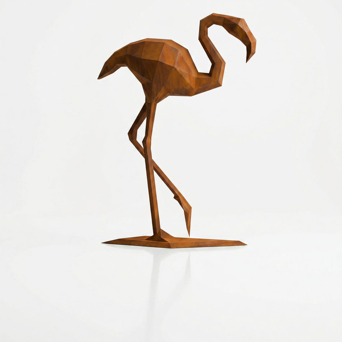 Grande Sculpture Contemporaine Flamant en Corten - Sculpture Origami