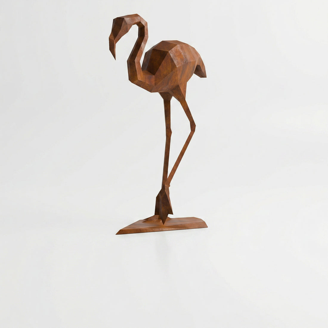 Grande Sculpture Contemporaine Flamant en Corten - Sculpture Origami