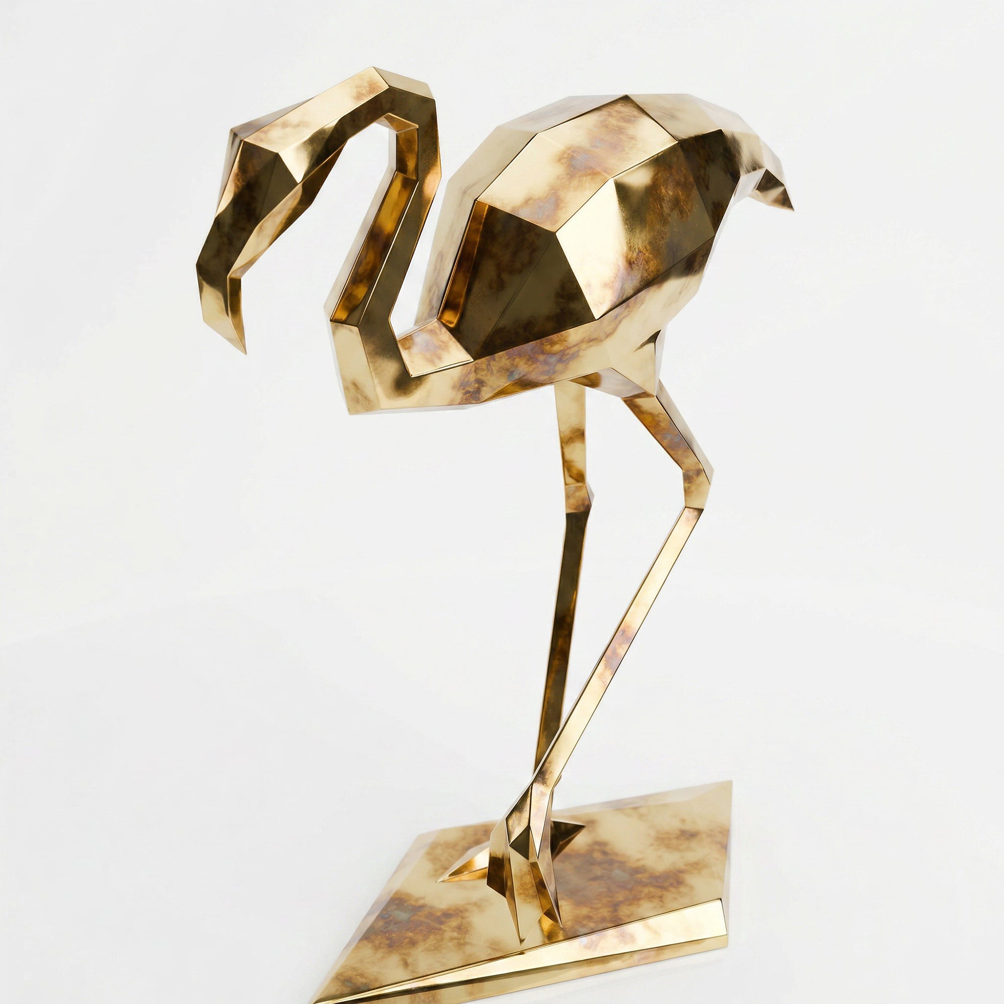 Grande Sculpture Contemporaine Flamant - Sculpture Origami