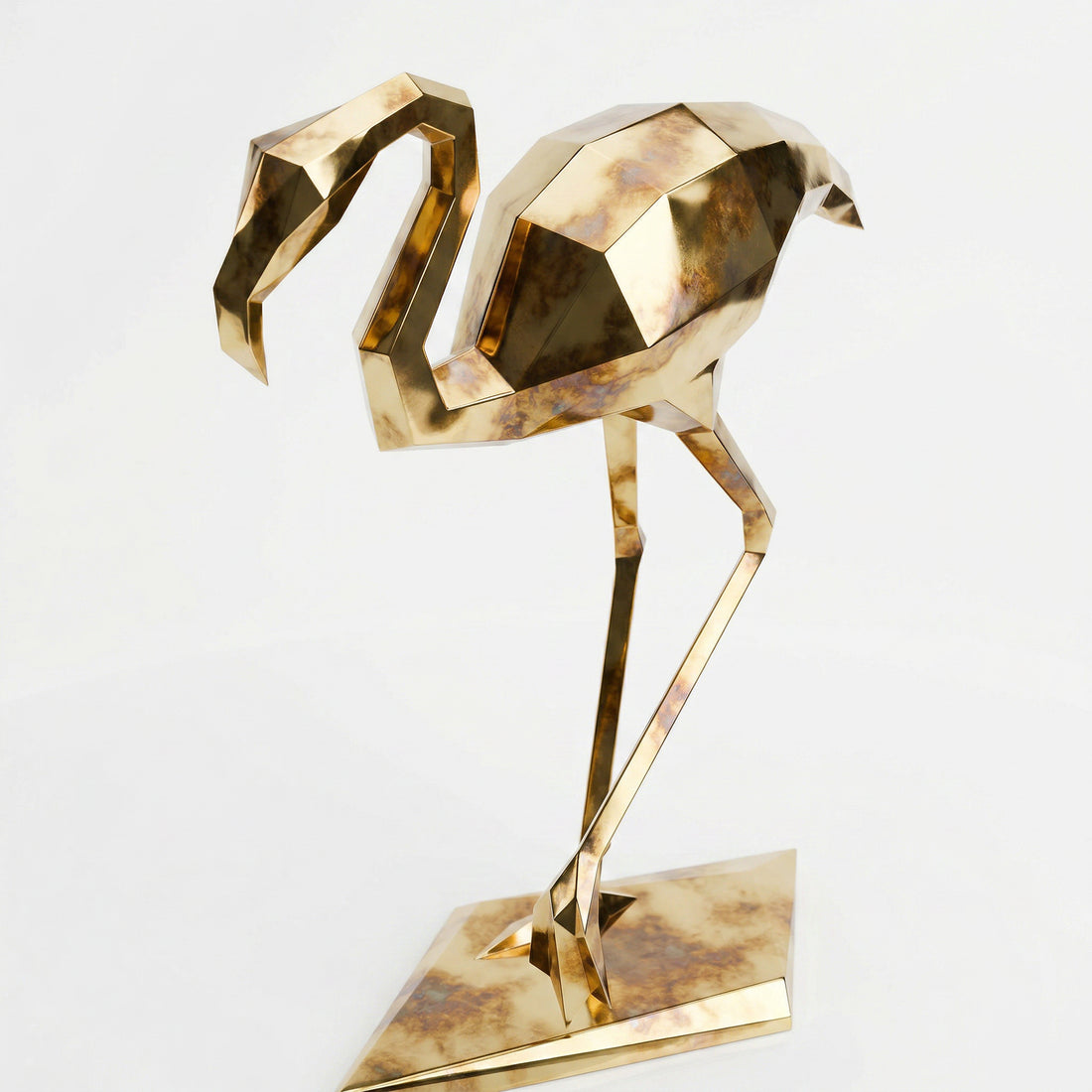 Grande Sculpture Contemporaine Flamant - Sculpture Origami