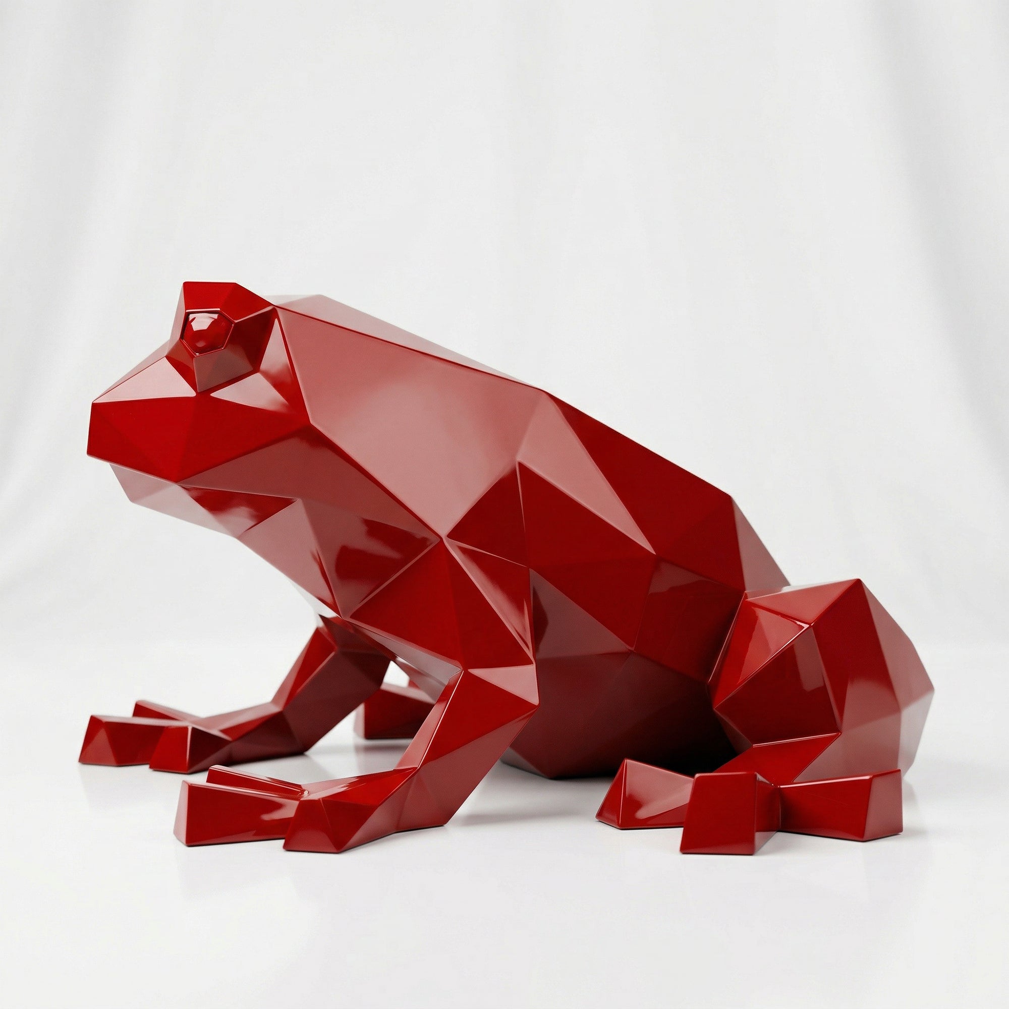 Grande Sculpture de Grenouille Polygone - Sculpture Origami
